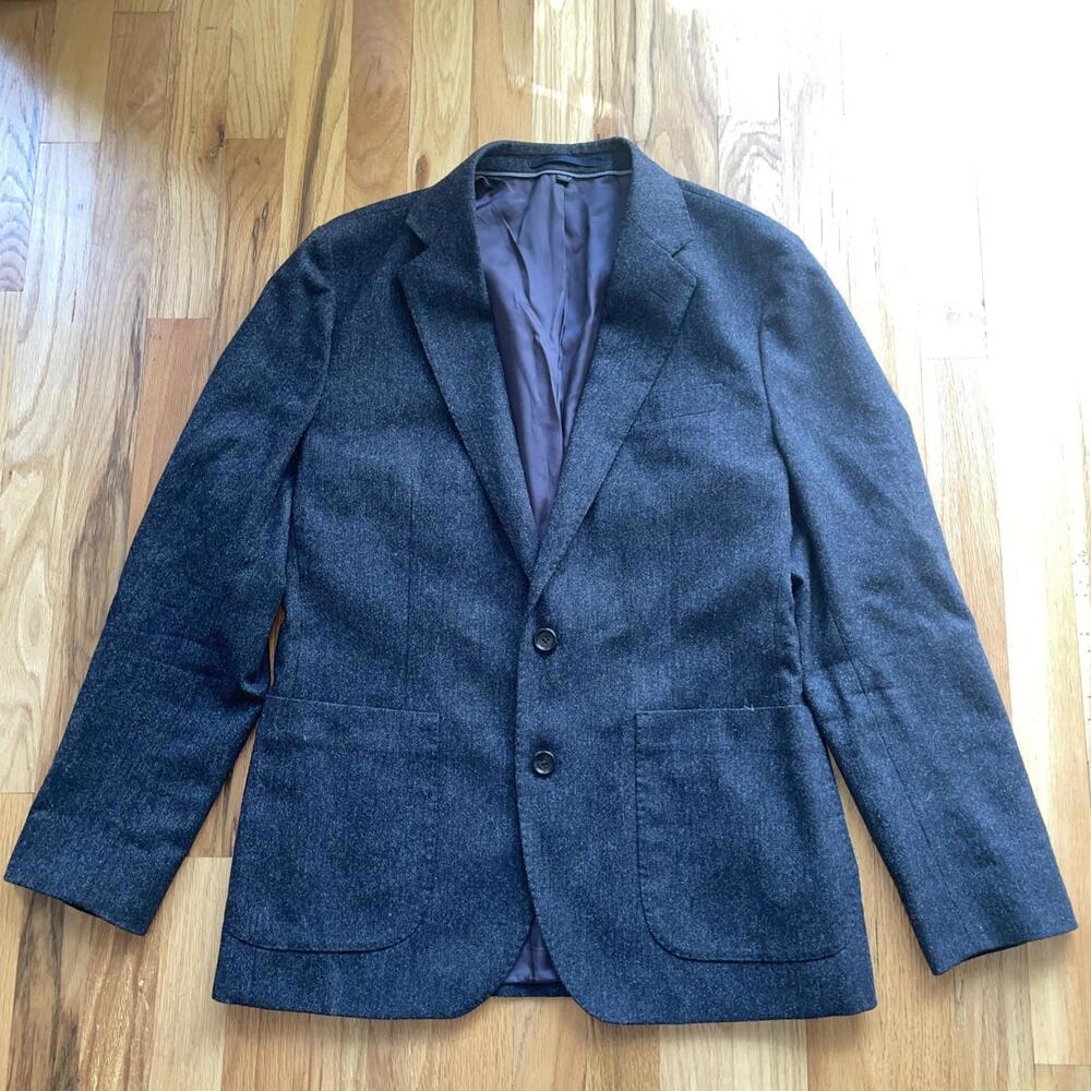 J.Crew Ludlow Tweed Moon Wool Blend Gray 100% Wool Blazer Sz 38 Slim - EUC